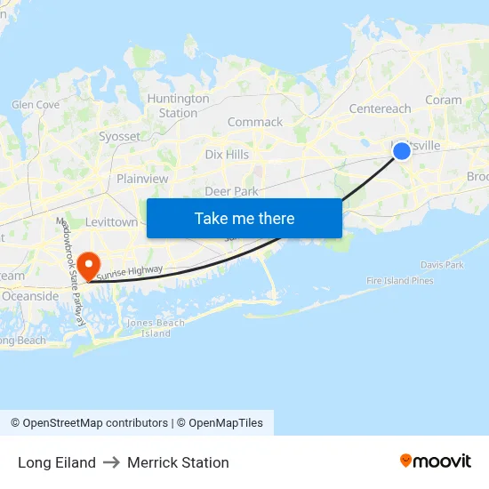 Long Eiland to Merrick Station map