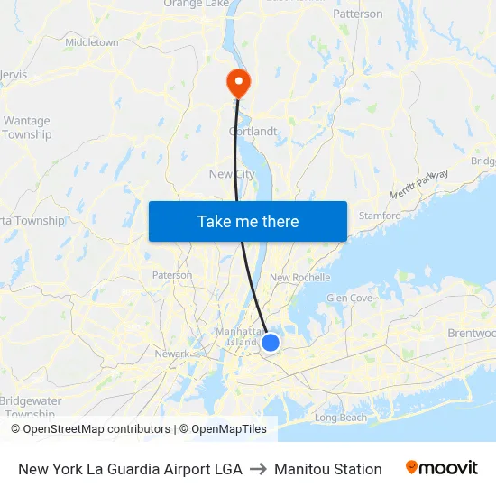 New York La Guardia Airport LGA to Manitou Station map