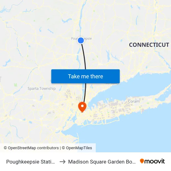 Poughkeepsie Station to Madison Square Garden Bowl map