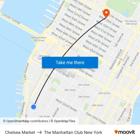 Chelsea Market to The Manhattan Club New York map