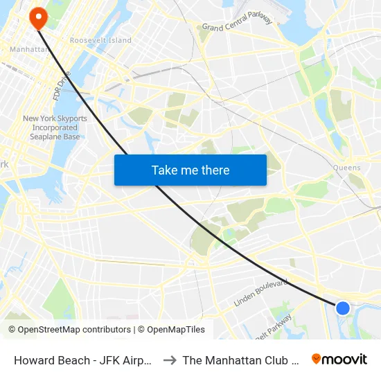 Howard Beach - JFK Airport Station to The Manhattan Club New York map