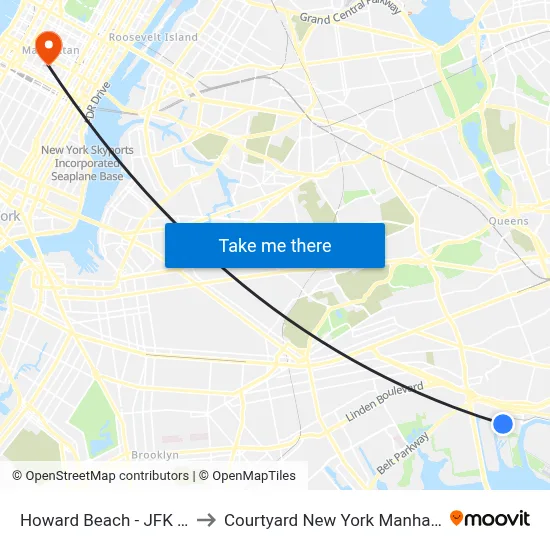 Howard Beach - JFK Airport Station to Courtyard New York Manhattan Times Square map