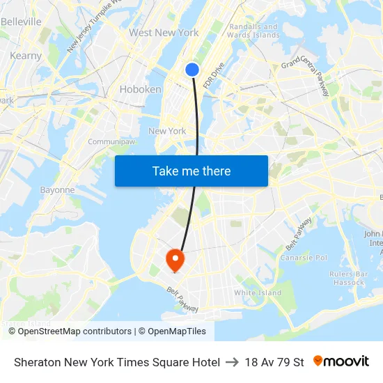 Sheraton New York Times Square Hotel to 18 Av 79 St map