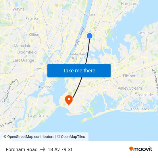 Fordham Road to 18 Av 79 St map