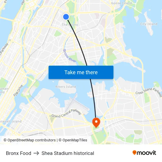 Bronx Food to Shea Stadium historical map
