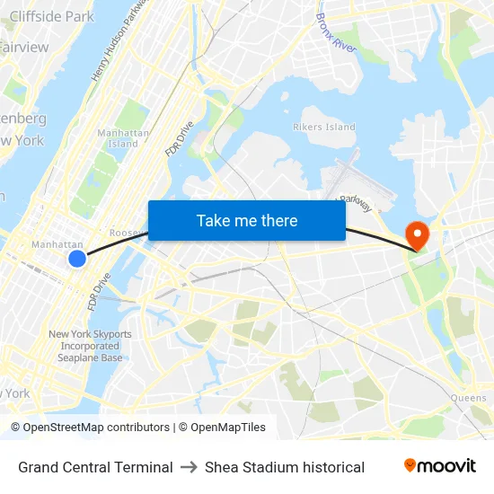Grand Central Terminal to Shea Stadium historical map