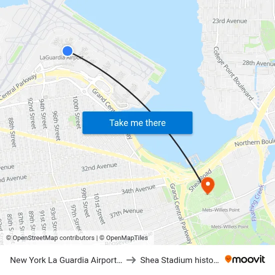 New York La Guardia Airport LGA to Shea Stadium historical map