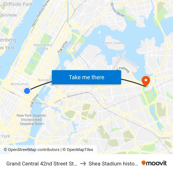 Grand Central 42nd Street Station to Shea Stadium historical map