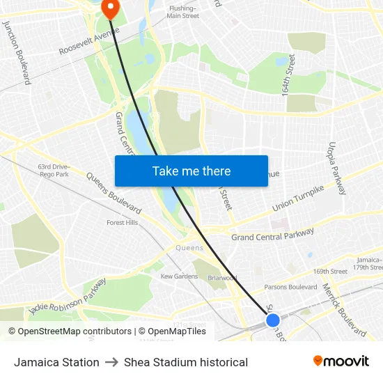 Jamaica Station to Shea Stadium historical map