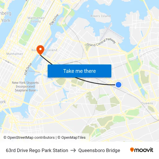 63rd Drive Rego Park Station to Queensboro Bridge map