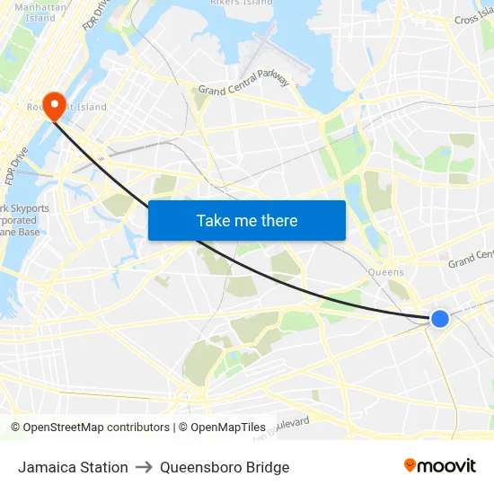 Jamaica Station to Queensboro Bridge map