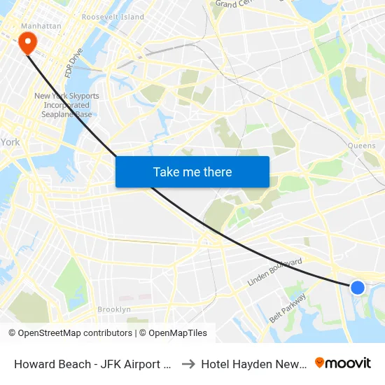 Howard Beach - JFK Airport Station to Hotel Hayden New York map