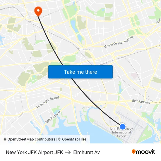 New York JFK Airport JFK to Elmhurst Av map