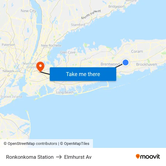 Ronkonkoma Station to Elmhurst Av map