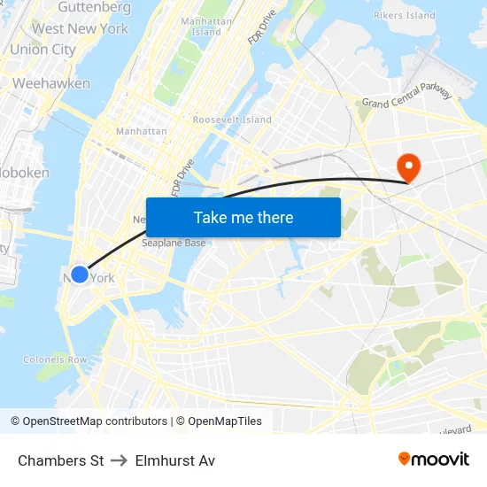 Chambers St to Elmhurst Av map