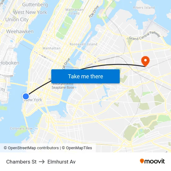 Chambers St to Elmhurst Av map