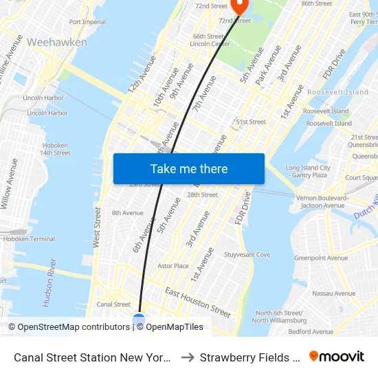 Canal Street Station New York City Subway to Strawberry Fields memorial map