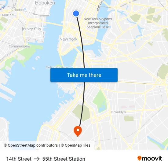 14th Street to 55th Street Station map