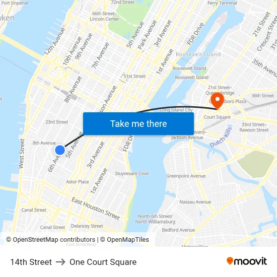 14th Street to One Court Square map