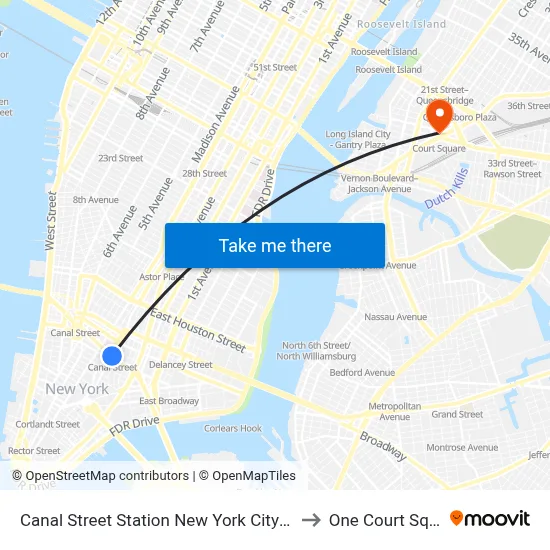 Canal Street Station New York City Subway to One Court Square map