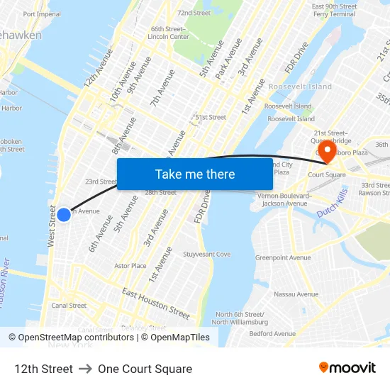 12th Street to One Court Square map
