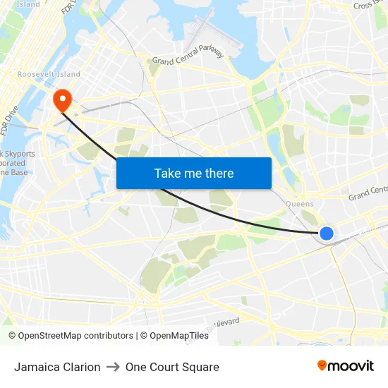 Jamaica Clarion to One Court Square map