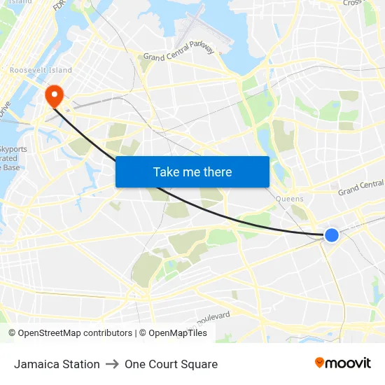 Jamaica Station to One Court Square map