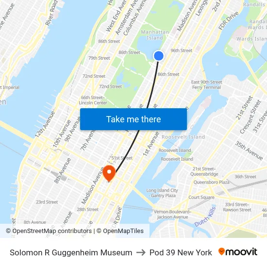 Solomon R Guggenheim Museum to Pod 39 New York map