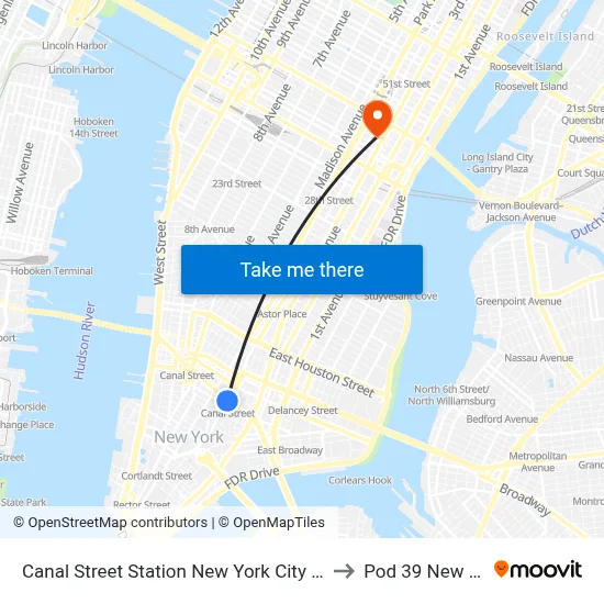 Canal Street Station New York City Subway to Pod 39 New York map