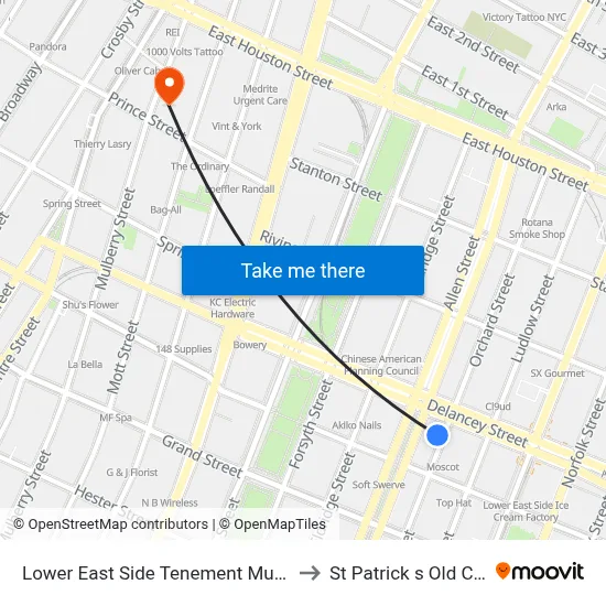Lower East Side Tenement Museum Offices to St Patrick s Old Cathedral map
