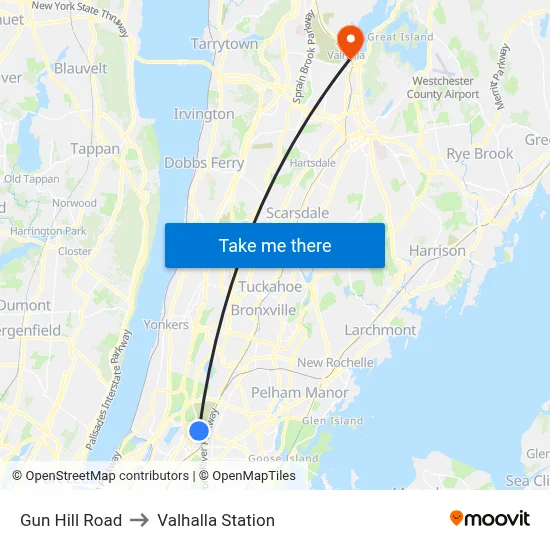 Gun Hill Road to Valhalla Station map