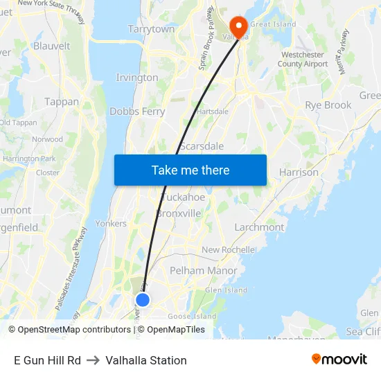 E Gun Hill Rd, Bronx (New York City), NY 10467 to Valhalla Station map