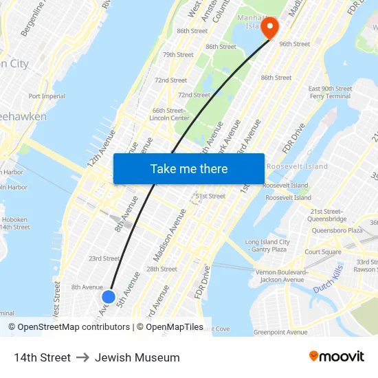 14th Street to Jewish Museum map