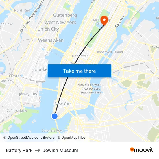 Battery Park to Jewish Museum map