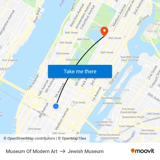 Museum Of Modern Art to Jewish Museum map