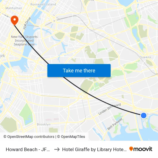 Howard Beach - JFK Airport Station to Hotel Giraffe by Library Hotel Collection New York map