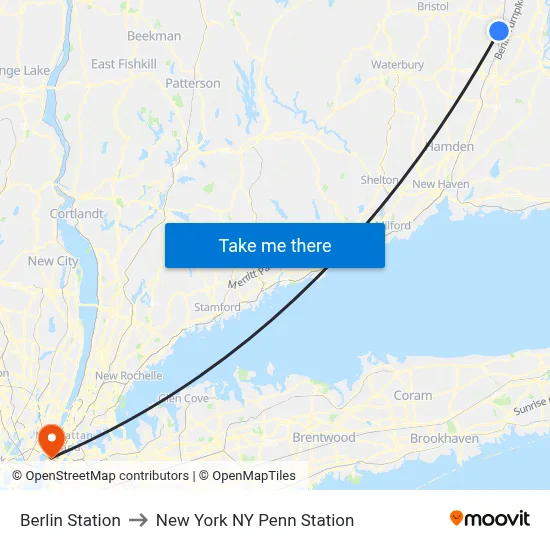 Berlin Station to New York NY Penn Station map