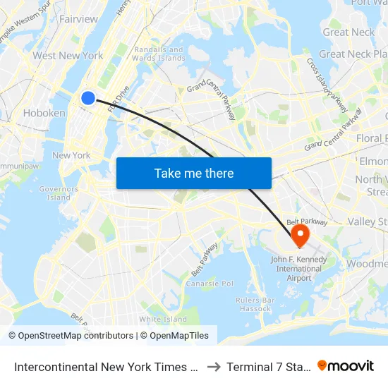 Intercontinental New York Times Square to Terminal 7 Station map
