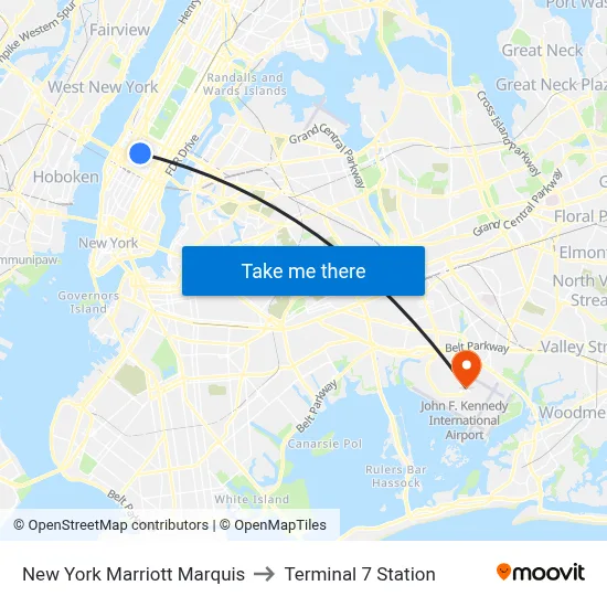 New York Marriott Marquis to Terminal 7 Station map