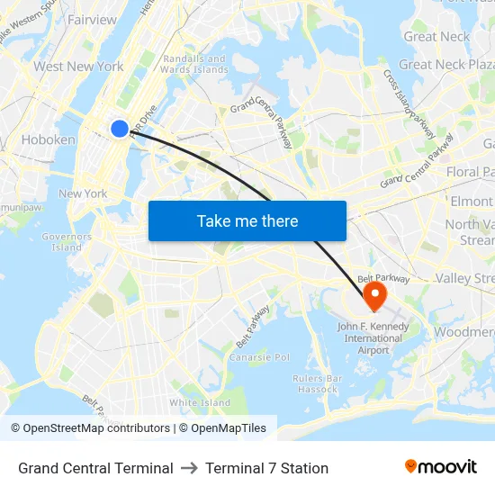 Grand Central Terminal to Terminal 7 Station map