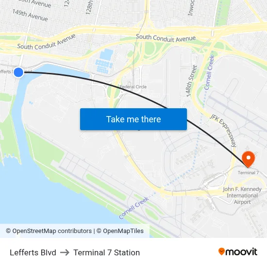 Lefferts Blvd to Terminal 7 Station map