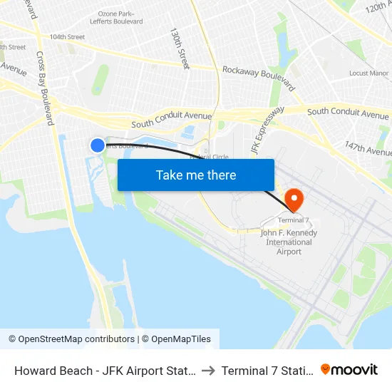Howard Beach - JFK Airport Station to Terminal 7 Station map