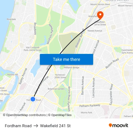 Fordham Road to Wakefield 241 St map