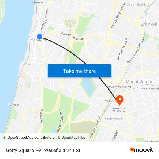 Getty Square to Wakefield 241 St map