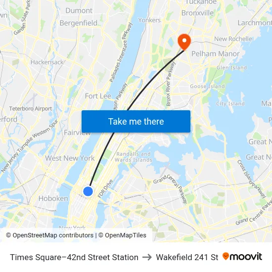 Times Square–42nd Street Station to Wakefield 241 St map