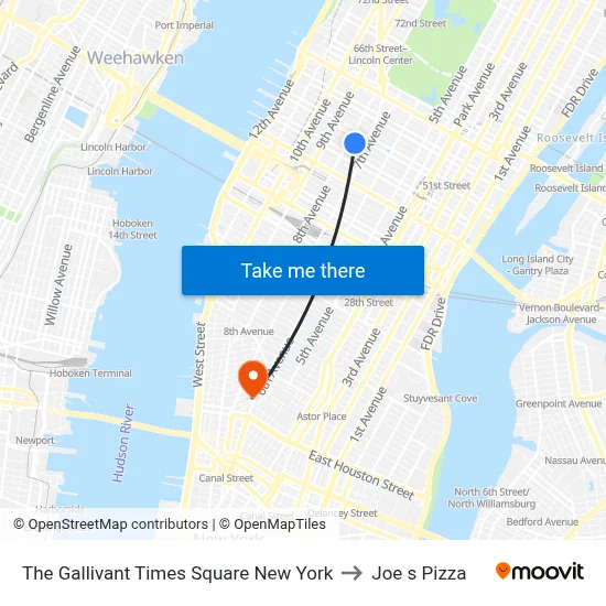 The Gallivant Times Square New York to Joe s Pizza map