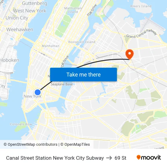 Canal Street Station New York City Subway to 69 St map