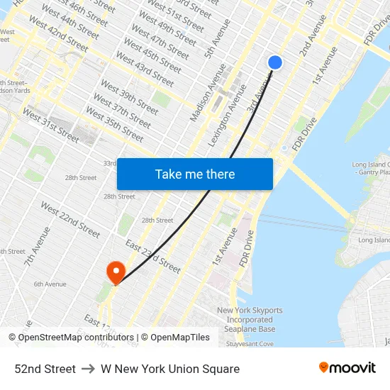 52nd Street to W New York Union Square map