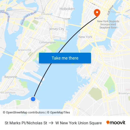 St Marks Pl/Nicholas St to W New York Union Square map