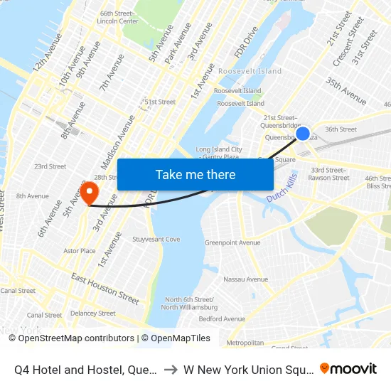 Q4 Hotel and Hostel, Queens to W New York Union Square map